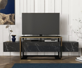 ASIR TV stolík BIANCO čierny, zlatý obr-2