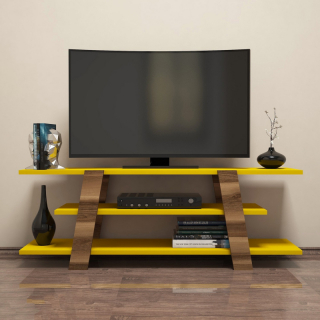 ASIR TV stolík FLOWER orechová žltá obr-2