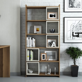 ASIR Knižnica BOX orech krémová obr-3