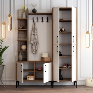 ASIR Predsieňová stena VIYANA orech, biela obr-4