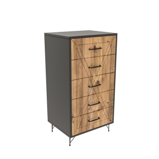 ASIR Komoda PLANET antracit, borovica obr-1