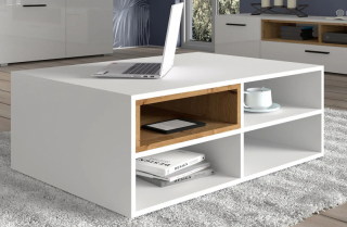 BIM Konferenčný stolík ANETTE biely matný/dab artisan