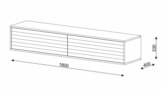 BIM TV stolík Wabi 180 cm, čierny matný obr-3