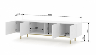 BIM TV stolík KAIRO 180 cm, biely mat obr-1
