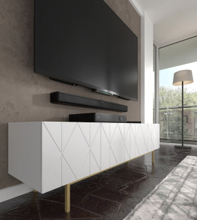 BIM TV stolík KAIRO 180 cm, biely mat obr-3