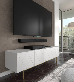 BIM TV stolík KAIRO 180 cm, biely mat obr-4