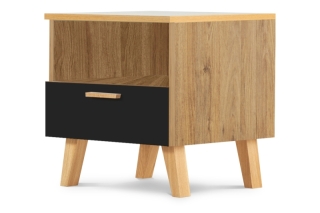 KONSIMO Nočný stolík FRISK zásuvka police dub čierny 48 x 50 x 46 cm