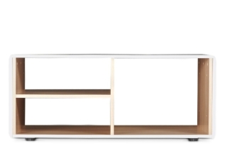 KONSIMO Konferenčný stolík AVERO police biely dub 112 x 47 x 60 cm obr-2