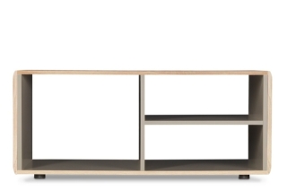 KONSIMO Konferenčný stolík AVERO police dub biela 112 x 47 x 60 cm obr-2