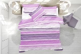 KONSIMO Bavlnené obliečky fialový pruh 140 x 200 cm obr-1