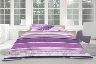 KONSIMO Bavlnené obliečky fialový pruh 140 x 200 cm obr-2