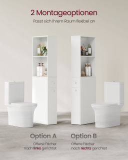 VASAGLE Kúpeľňová skrinka s výsuvnými policami 18 x 134 x 40 cm biela obr-3