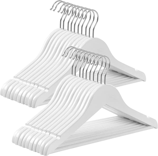 SONGMICS Detský drevený vešiak biely 35 cm 20 ks obr-3
