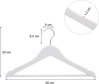 SONGMICS Detský drevený vešiak biely 35 cm 20 ks obr-4