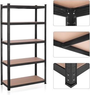SONGMICS Regál s vysokou nosnosťou 180 x 90 x 40 cm čierny obr-3