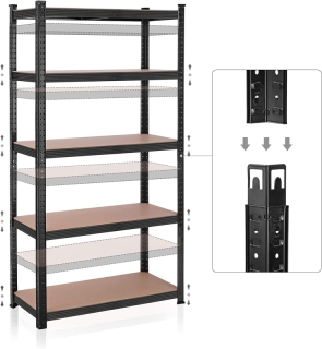 SONGMICS Regál s vysokou nosnosťou 180 x 90 x 40 cm čierny obr-4