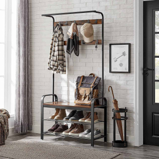 VASAGLE Vešiak do predsiene s botníkom 84 x 183 x 34 cm obr-2