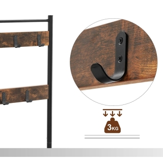 VASAGLE Predsieňový vešiak s botníkom v priemyselnom dizajne obr-2