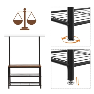 VASAGLE Predsieňový vešiak s botníkom v priemyselnom dizajne obr-3