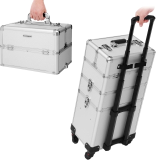 SONGMICS Toaletný kufrík na kolieskach 35 x 62 x 25 cm strieborný obr-2