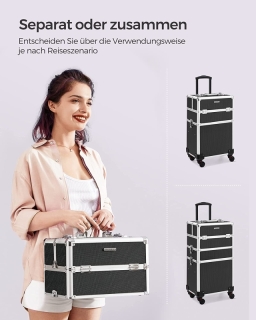 SONGMICS Kozmetický kufor na kolieskach čierny kopolymér obr-4