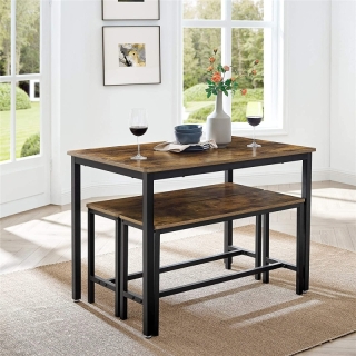 VASAGLE Jedálenský stôl s dvoma lavicami 110 x 75 x 70 cm obr-4