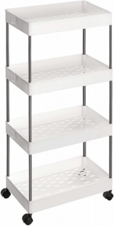SONGMICS Pojazdný vozík 4 police biely 22 x 86 x 40 cm obr-1