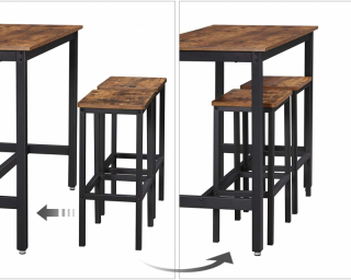VASAGLE Barový stôl s dvoma stoličkami hnedý 120 x 60 cm obr-3