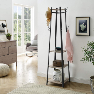 SONGMICS Vešiak do predsiene 43x43x180cm čiernosivý obr-2