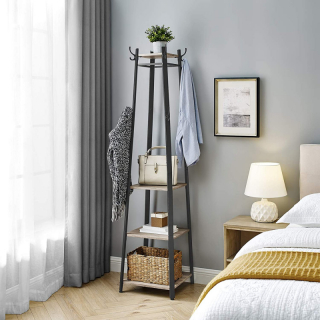 SONGMICS Vešiak do predsiene 43x43x180cm čiernosivý obr-4