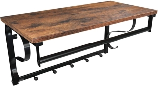 VASAGLE Nástenná polica s háčikmi a konzolou 60 x 30 cm obr-1