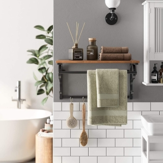 VASAGLE Nástenná polica s háčikmi a konzolou 60 x 30 cm obr-3