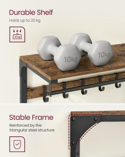 VASAGLE Nástenný vešiak do predsiene s policou a držiakom obr-2