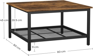 VASAGLE Štvorcový konferenčný stolík 80 x 45 x 80 cm obr-4