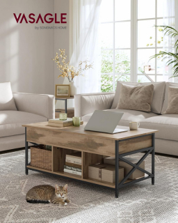 VASAGLE Konferenčný stolík s pracovnou plochou svetlohnedý