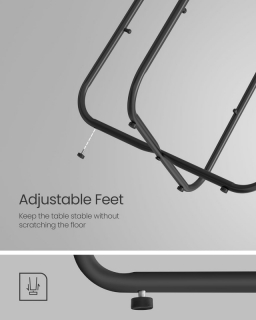 VASAGLE Okrúhly odkladací stolík s textilným košom čiernosivý obr-4