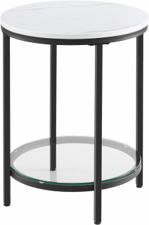 VASAGLE Kruhový konferenčný stolík čierny biely obr-1