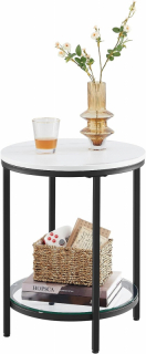 VASAGLE Kruhový konferenčný stolík čierny biely obr-3