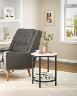 VASAGLE Kruhový konferenčný stolík čierny biely obr-4