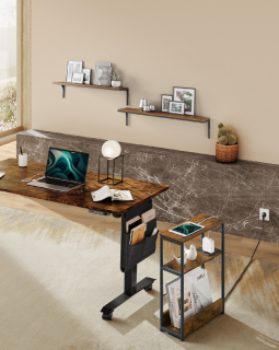 VASAGLE Rozkladací úzky stolík s elektrickým napájaním a USB kľúčom čierny a USB zásuvkou hnedý obr-4