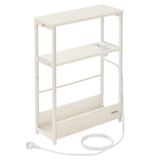 VASAGLE Úzky rozkladací stolík s napájacím zdrojom a USB kľúčom a zásuvkou USB biely obr-1