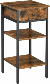 VASAGLE Industriálny nočný stolík 35x35x70cm čierny rustikálny obr-1