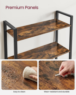 VASAGLE Industriálna knižnica 40x30x153cm čierna hnedá obr-3