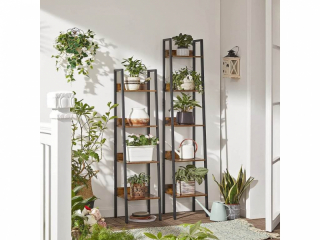 VASAGLE Industriálna knižnica 33,8x30x170cm čiernohnedá obr-2