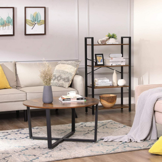 VASAGLE Knižnica regál 4 police industriálny hnedá 66 x 120 cm obr-4