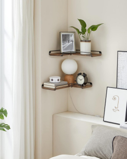 VASAGLE Súprava rohových políc v tvare L 2 ks hnedá