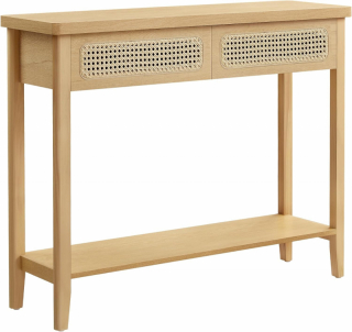 VASAGLE Konzolový stolík BOHO 2 zásuvky svetlohnedý obr-1