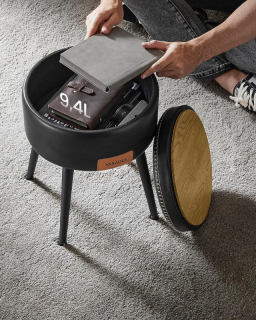 VASAGLE EKHO stolička s úložným priestorom čierna obr-3