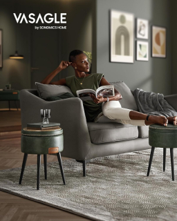 VASAGLE Stolička EKHO s úložným priestorom zelená obr-2