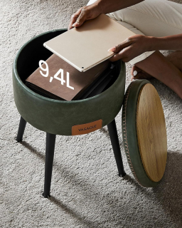 VASAGLE Stolička EKHO s úložným priestorom zelená obr-3